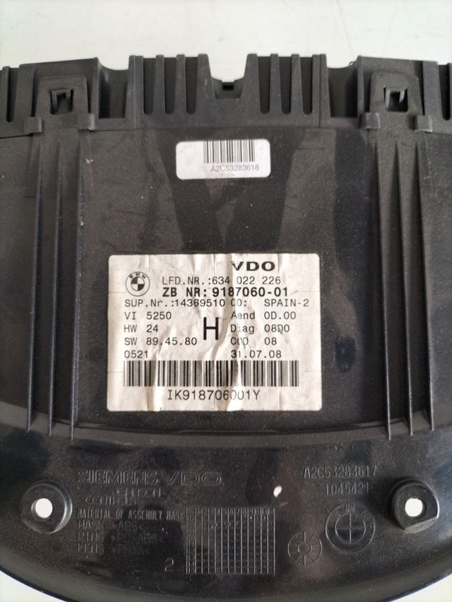 Cuadro de instrumentos BMW
Referencia original : 9187060-01 - 634022226 - 14369510
