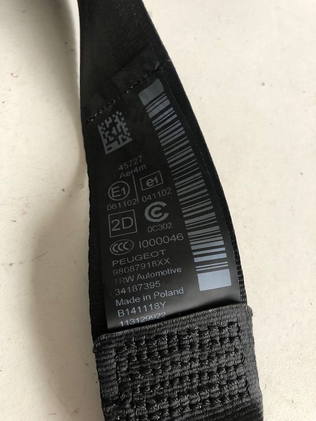 Cinturón de seguridad trasero derecho Peugeot 308 9/2013+ Referencdia original : 98087918XX