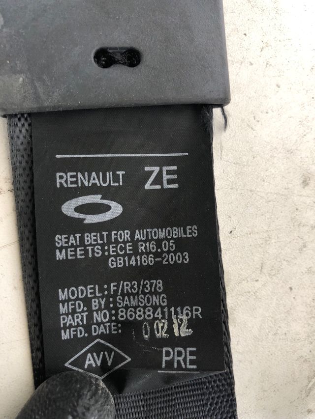 Cinturón de seguridad delantero derecho Renault koleos Referencia original : 868841116R